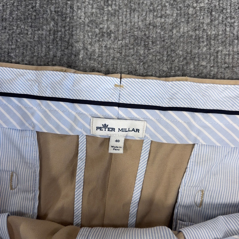 Peter Millar Pants Men 40x36 Khaki Tan Soft Touch Twill Chino Pima Cotton NEW - Picture 8 of 12